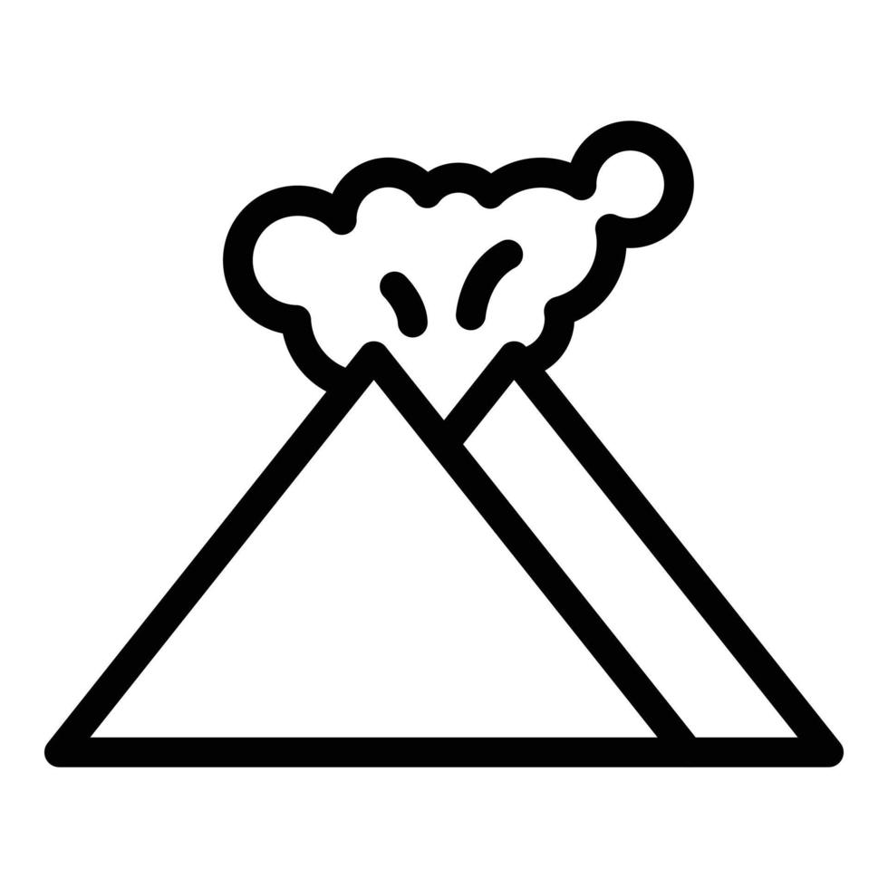 vector de contorno de icono de volcán de paisaje. magma de lava