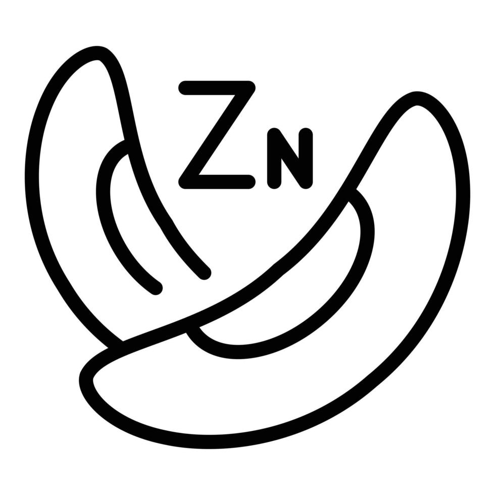vector de contorno de icono de comida zn. vitamina zinc