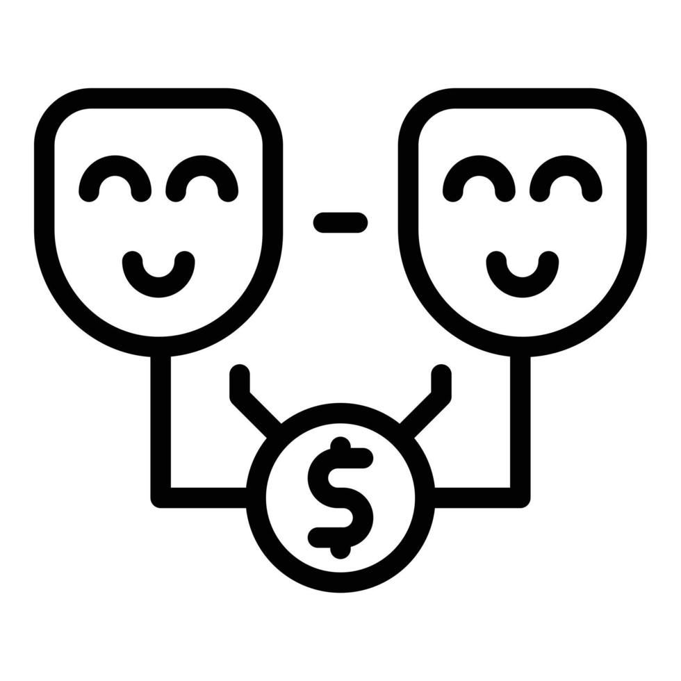 Positive money emotion icon outline vector. Work free vector