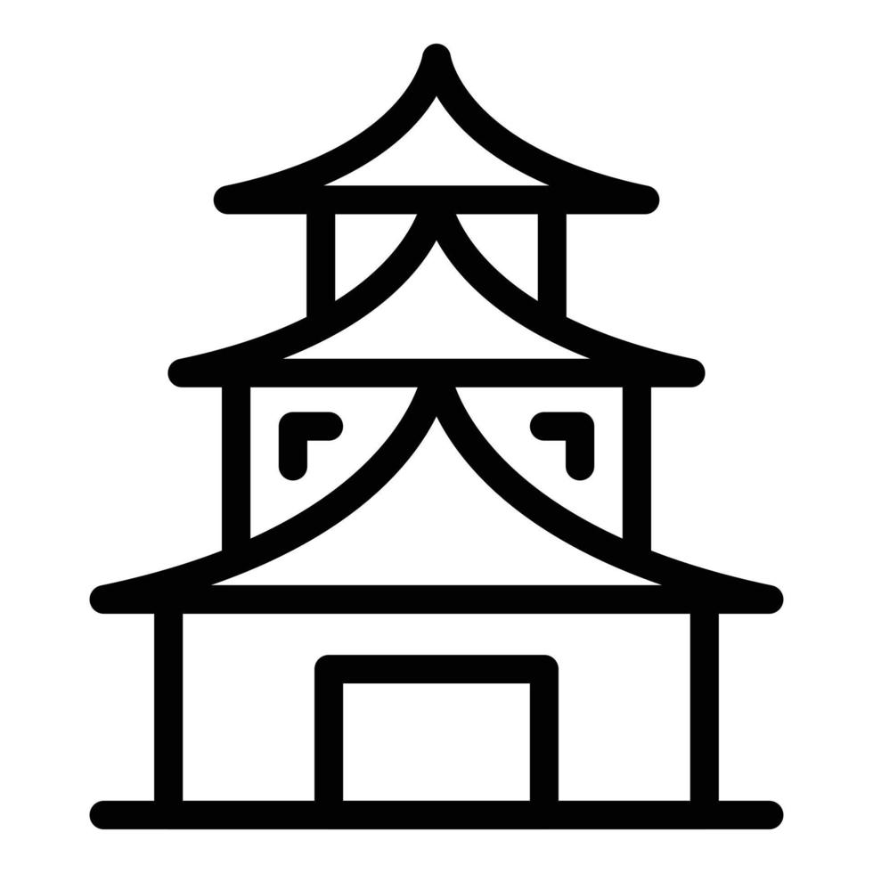 vector de contorno de icono de templo de pagoda. edificio chino