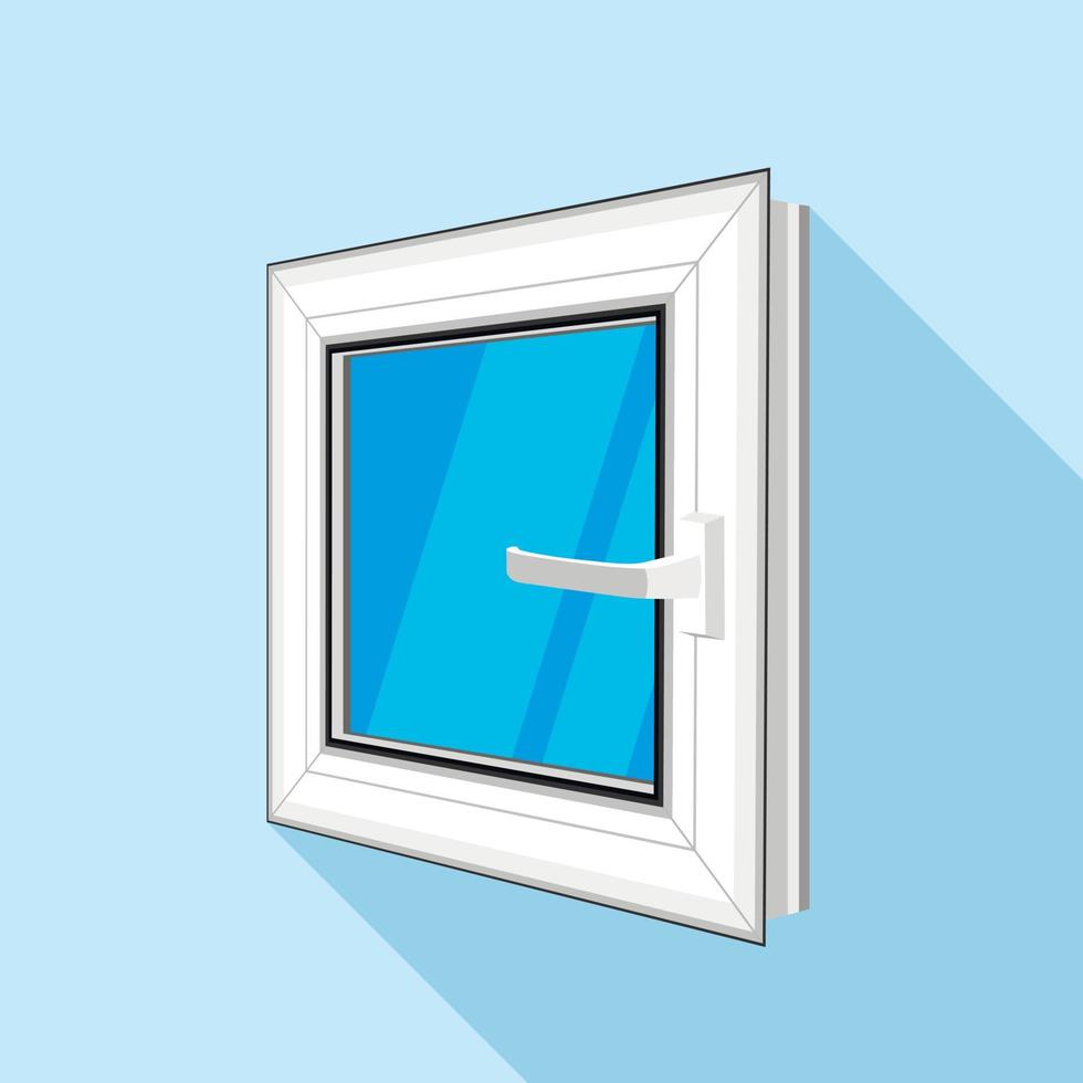 ventana cuadrada de plástico con icono de cristal de cielo azul vector