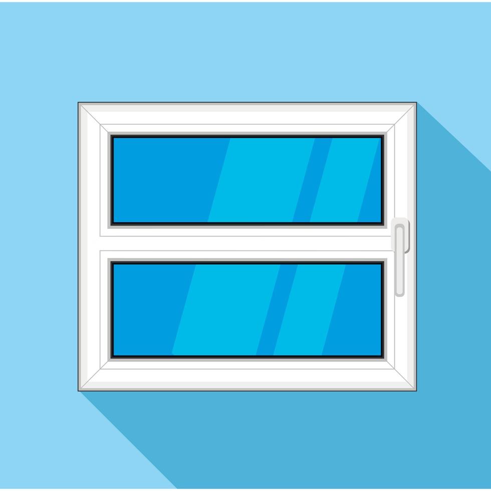 Plastic window with blue sky glass and handle icon vector