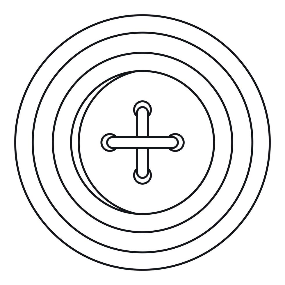 Sewing button with a thread icon, outline style vector