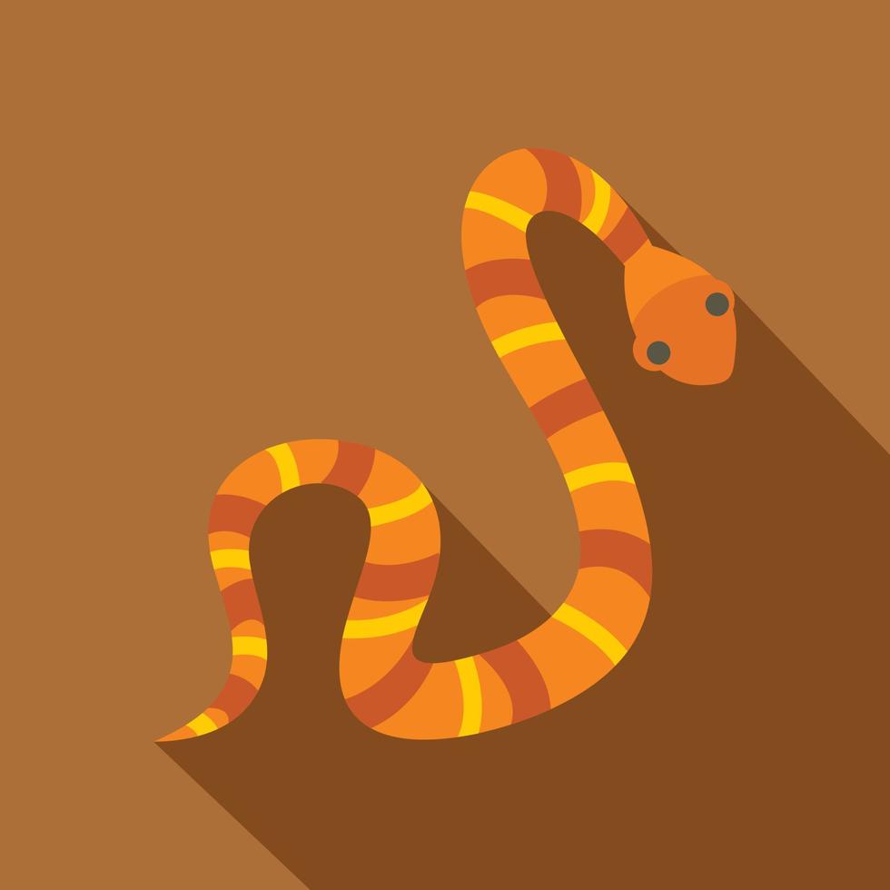 Orange striped snake icon, flat style vector