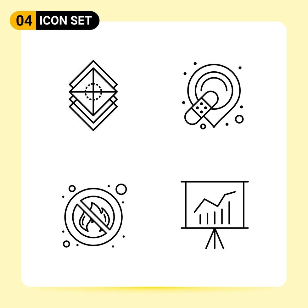 4 Creative Icons for Modern website design and responsive mobile apps. 4 Outline Symbols Signs on White Background. 4 Icon Pack. vector