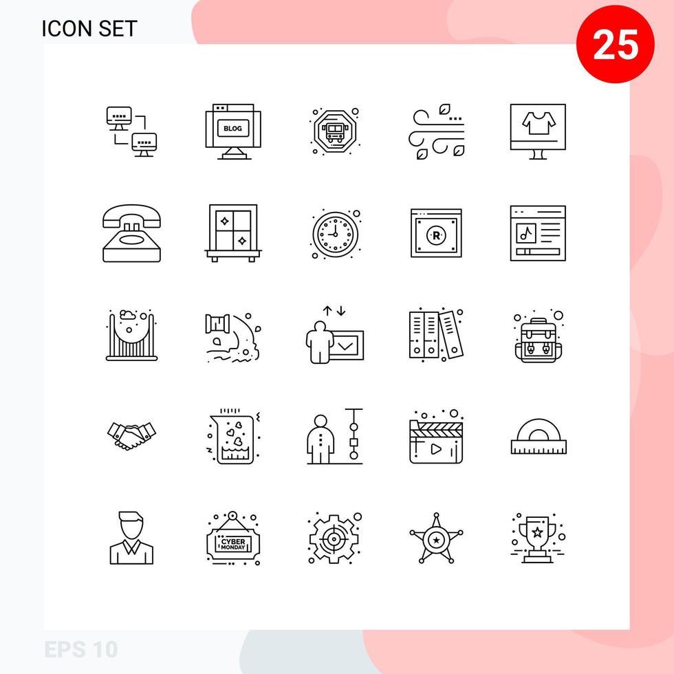 25 User Interface Line Pack of modern Signs and Symbols of ecommerce commerce bus apparel thanksgiving Editable Vector Design Elements