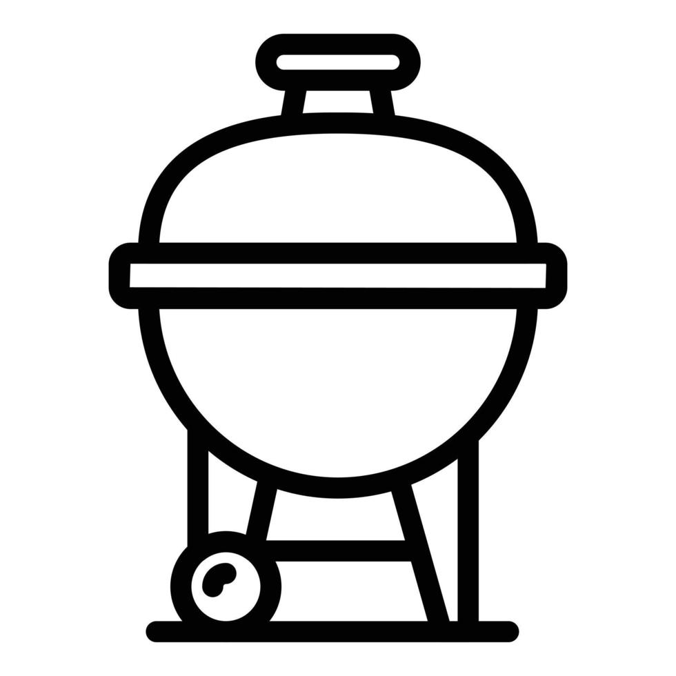 vector de contorno de icono de parrilla de fuego. carne a la barbacoa