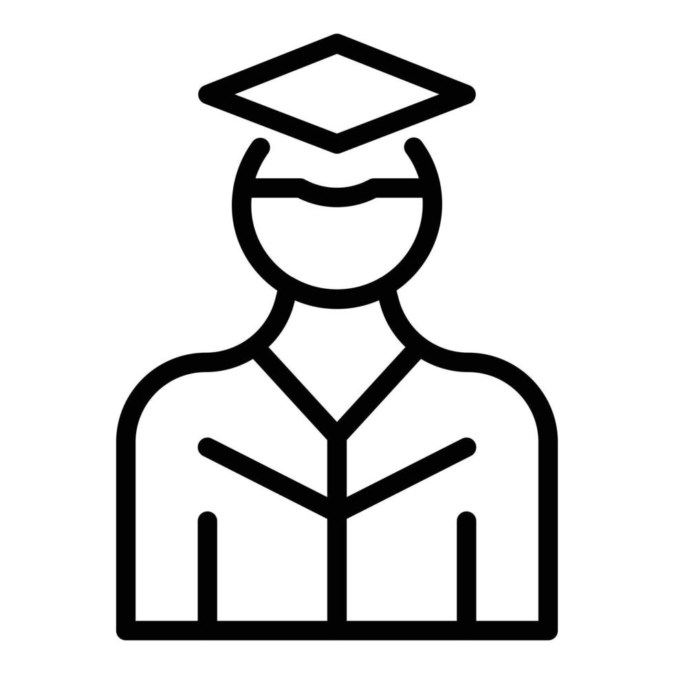 vector de contorno de icono de estudiante de graduación. oficina de estudio