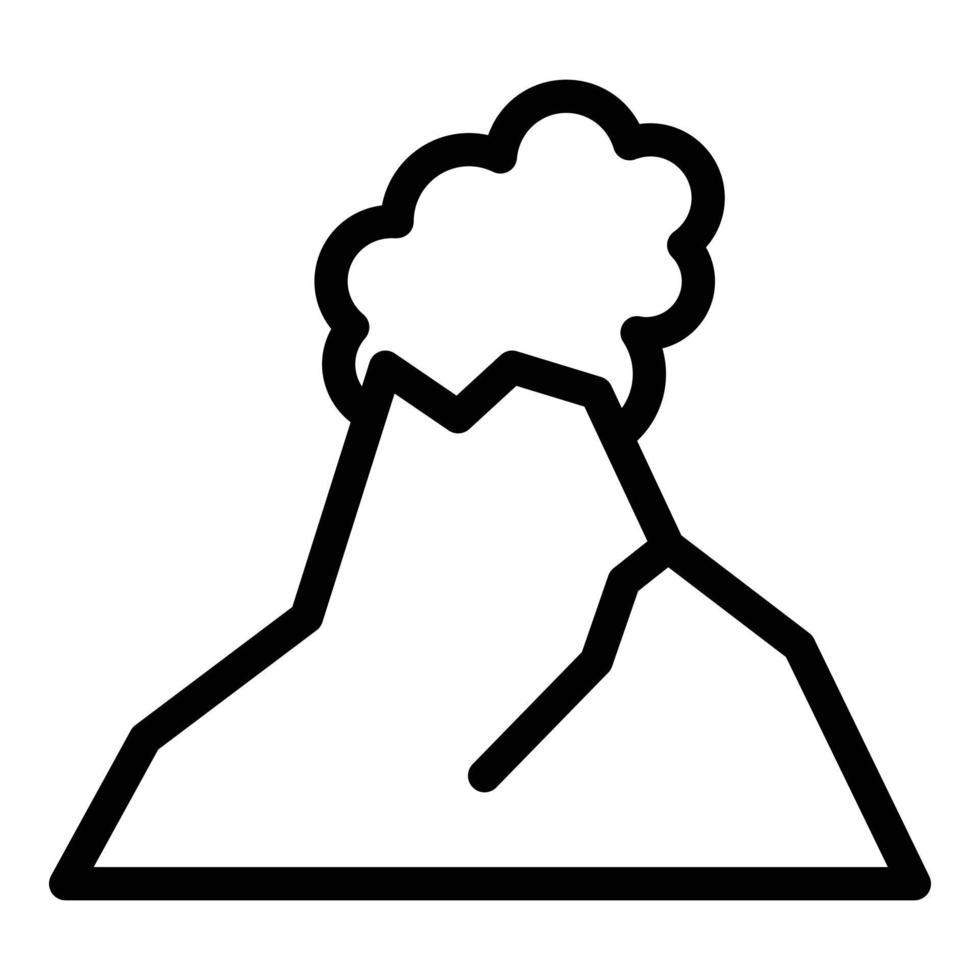 vector de contorno de icono de volcán. fuego de lava