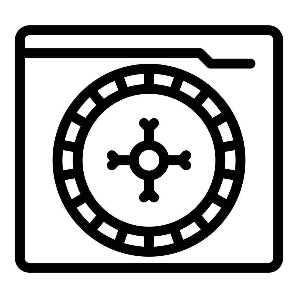 vector de contorno de icono de rueda de casino en línea. recompensa del ganador