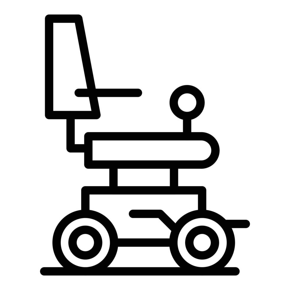 vector de contorno de icono de silla de ruedas eléctrica médica. unidad de potencia