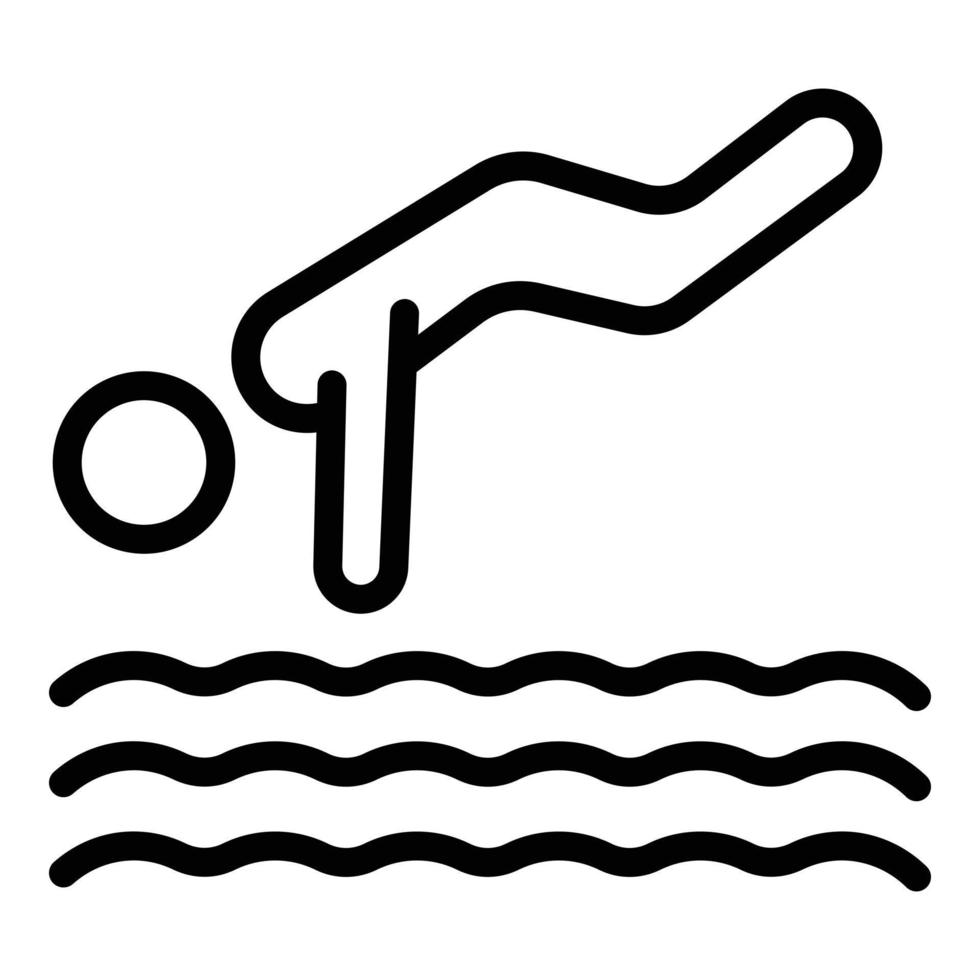 vector de contorno de icono de salto de natación. agua de seguridad