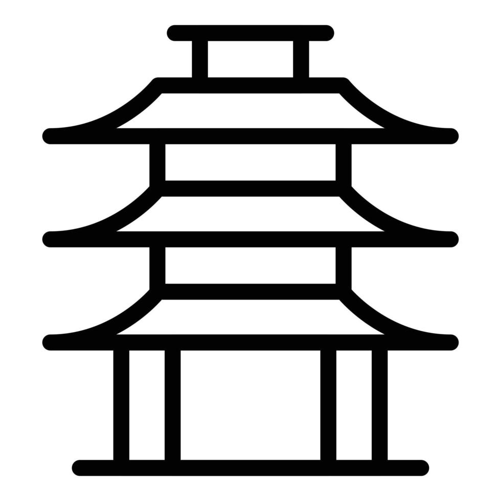 vector de contorno de icono de pagoda de paisaje. edificio chino