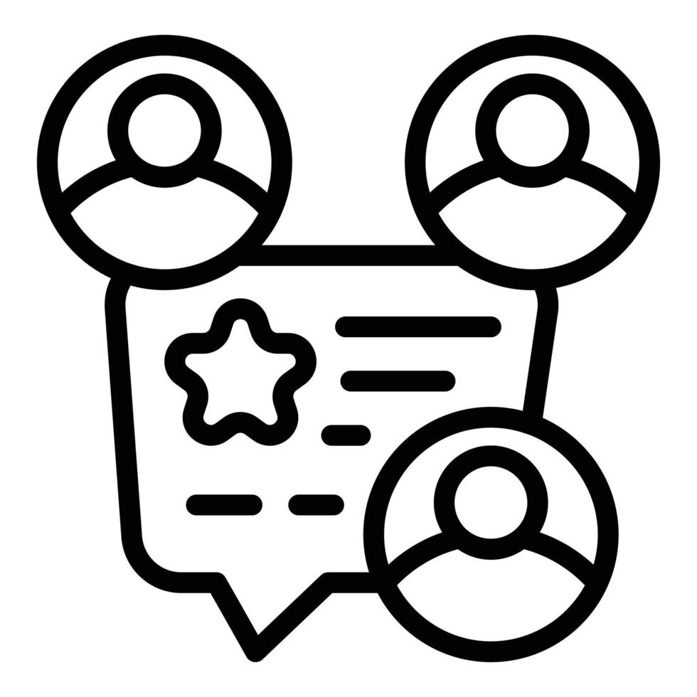 vector de esquema de icono de soporte en línea de medios. revisión social