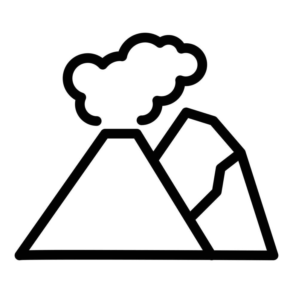 vector de contorno de icono de volcán de humo. volcán del cráter