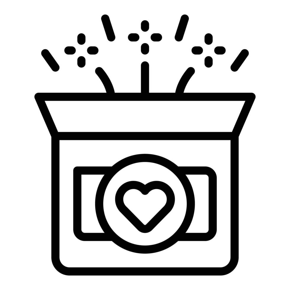 vector de contorno de icono de caja de super regalo. amor corazon