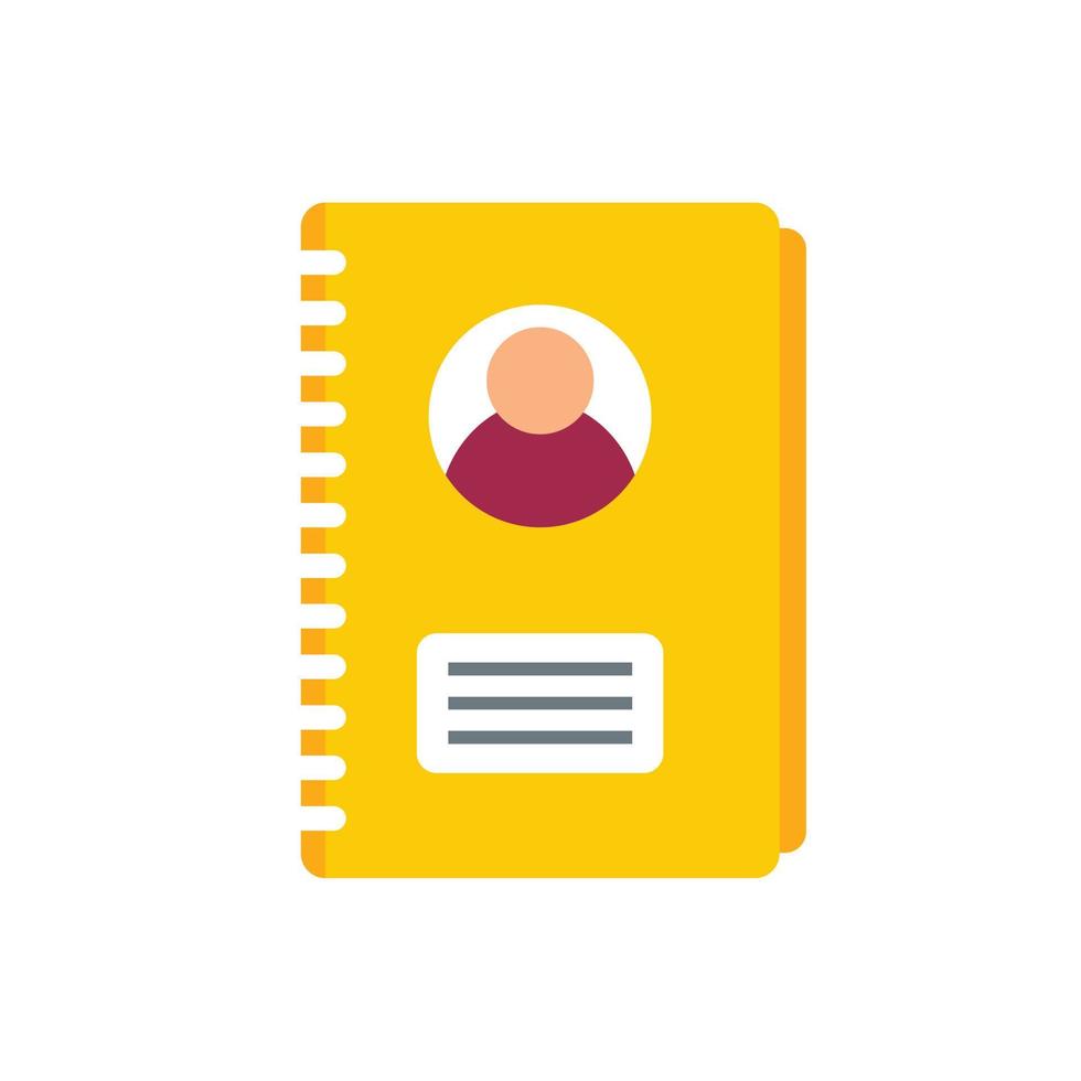 Personal information notebook icon flat isolated vector