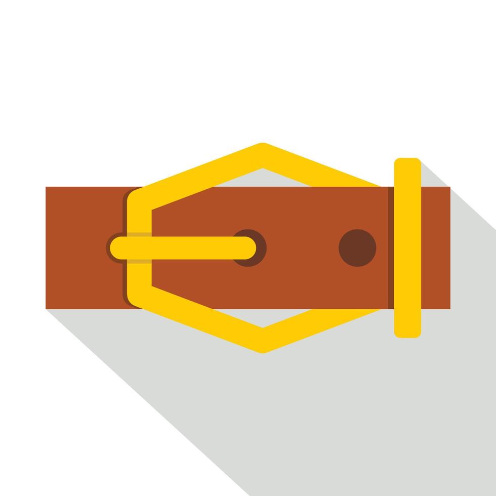 Brown leather belt icon, flat style vector