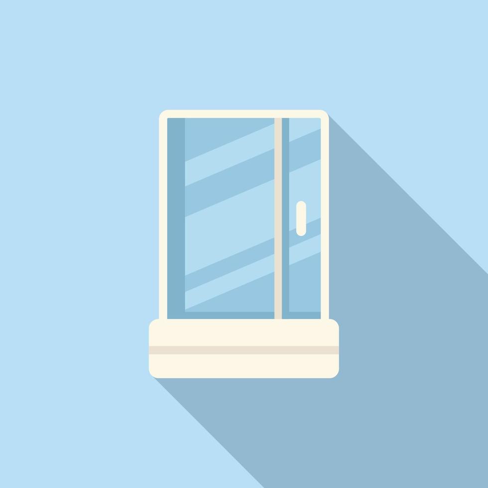 Glass shower cabin icon flat vector. Stall door vector