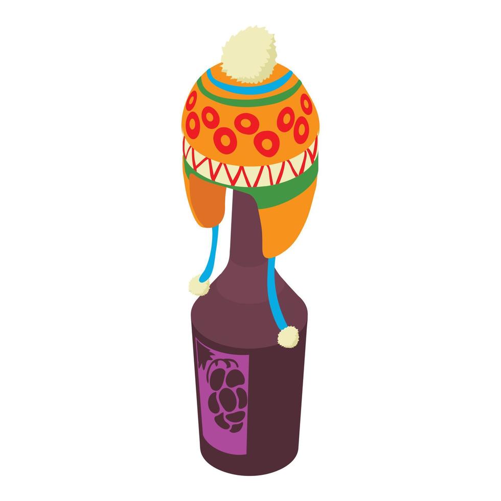 Portugal concept icon isometric vector. Wine bottle and traditional headdress vector