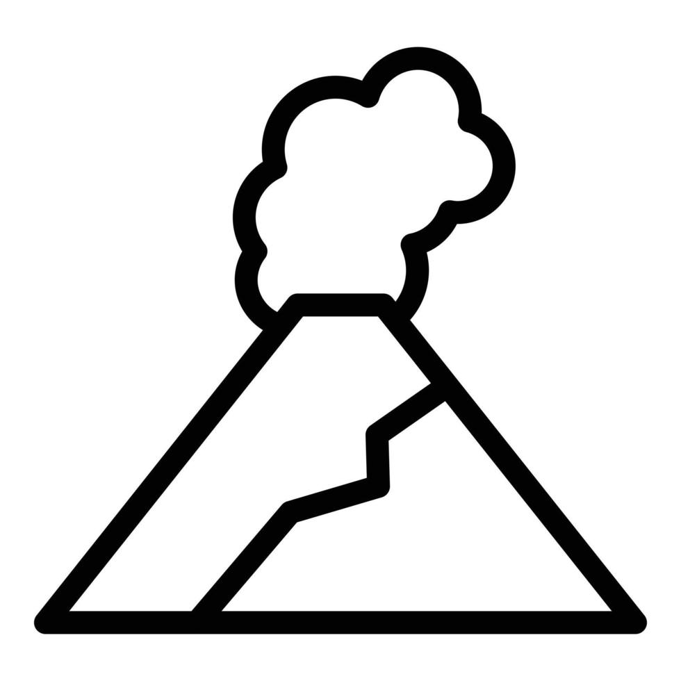 vector de contorno de icono de volcán de humo. lava volcánica