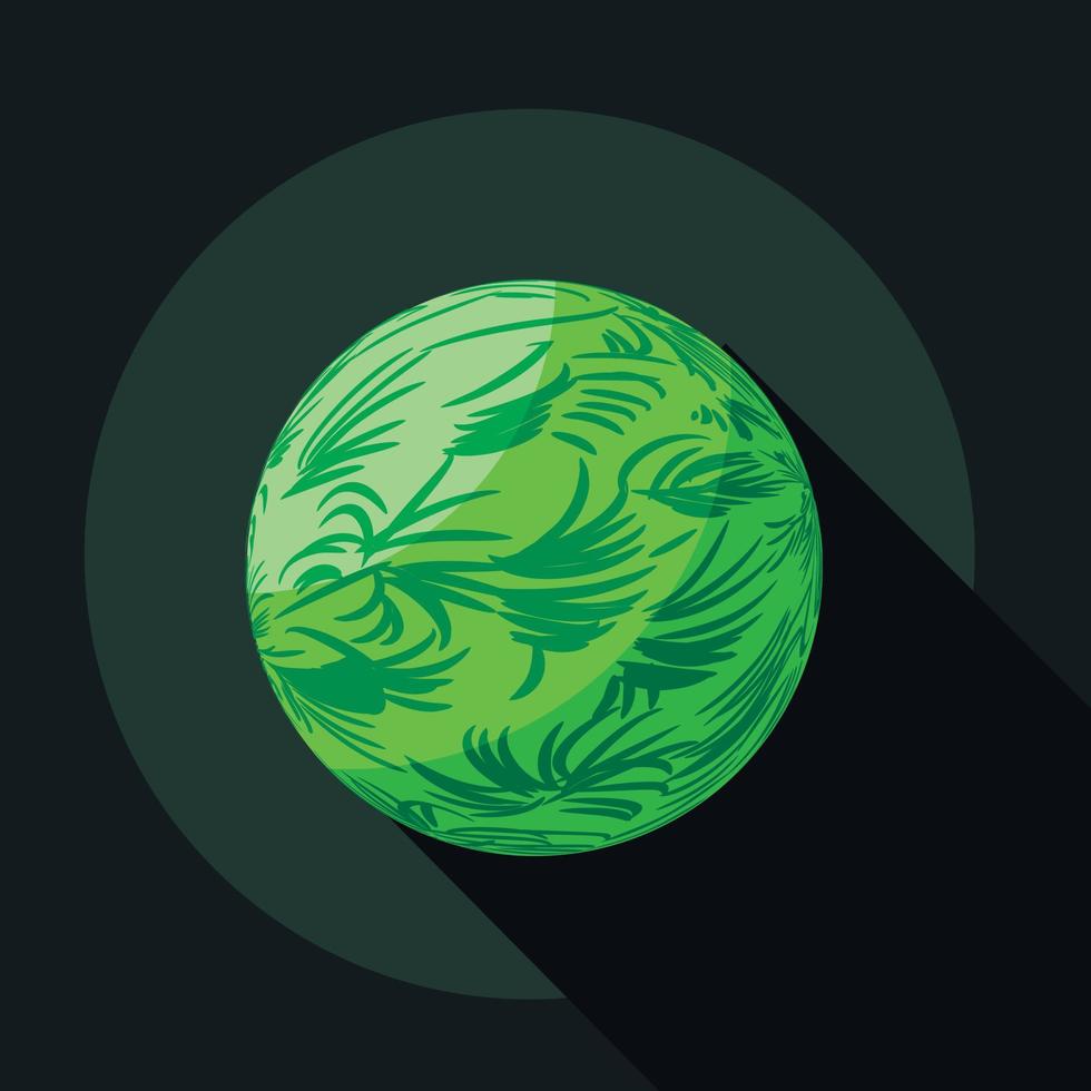 Green planet icon, flat style vector