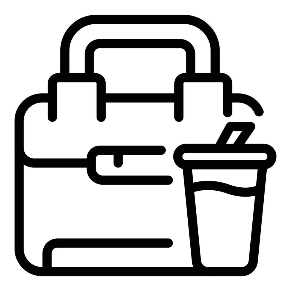 vector de contorno de icono de bolsa de comida de plástico. comida escolar