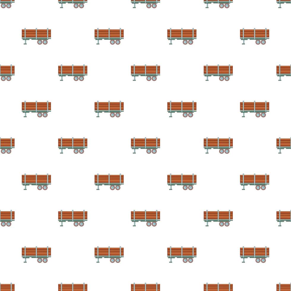 Trailer full of logs pattern, cartoon style vector