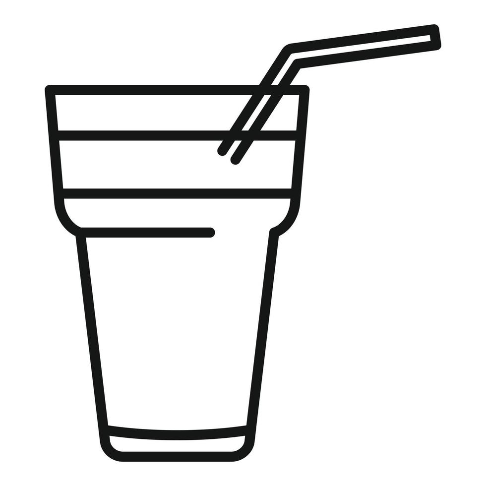 vector de contorno de icono de latte americano. café de cristal
