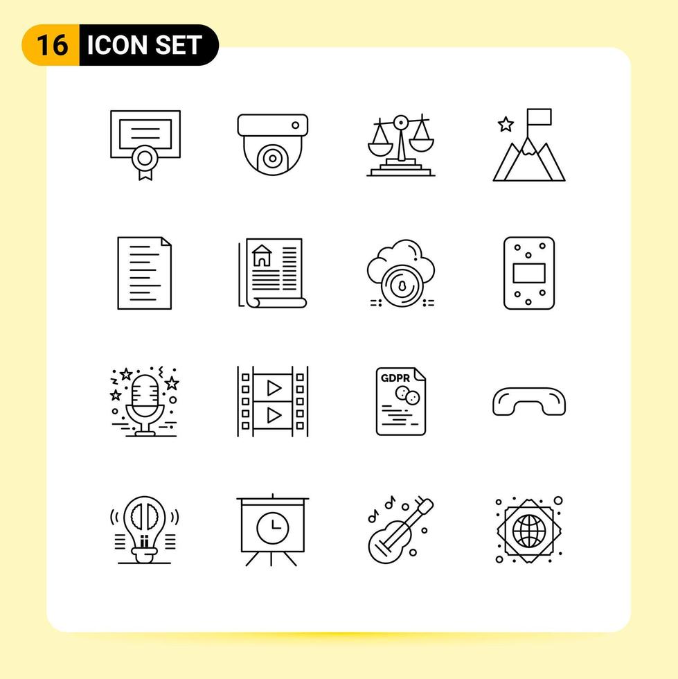 Universal Icon Symbols Group of 16 Modern Outlines of website code business trophy mission Editable Vector Design Elements