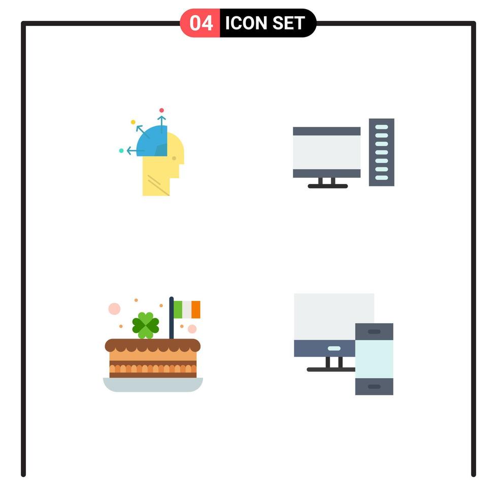 paquete de iconos planos de 4 símbolos universales del usuario celebrar art pc festival elementos de diseño vectorial editables vector
