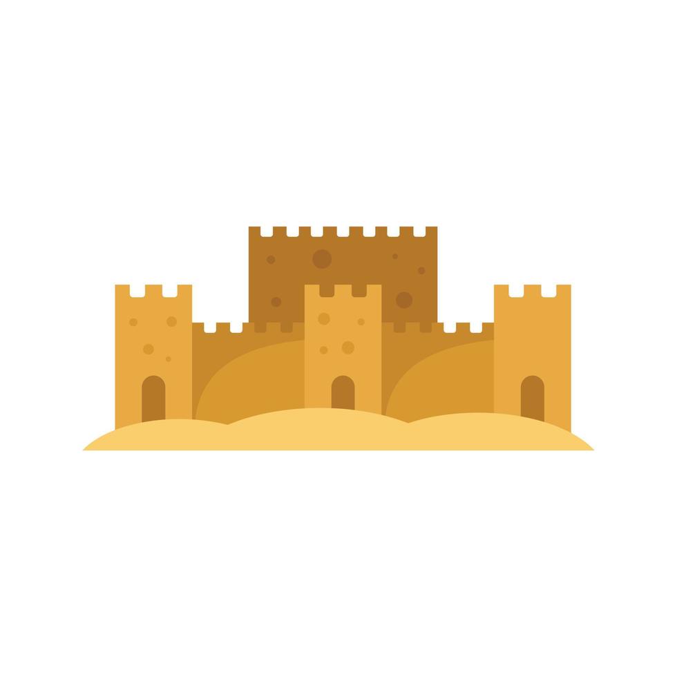 Sand art castle icon flat isolated vector