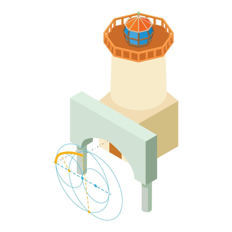 vector isométrico del icono del concepto de renovación. proyecto de arco y construcción de faro