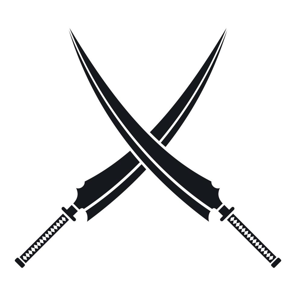 Samurai swords icon, simple style vector