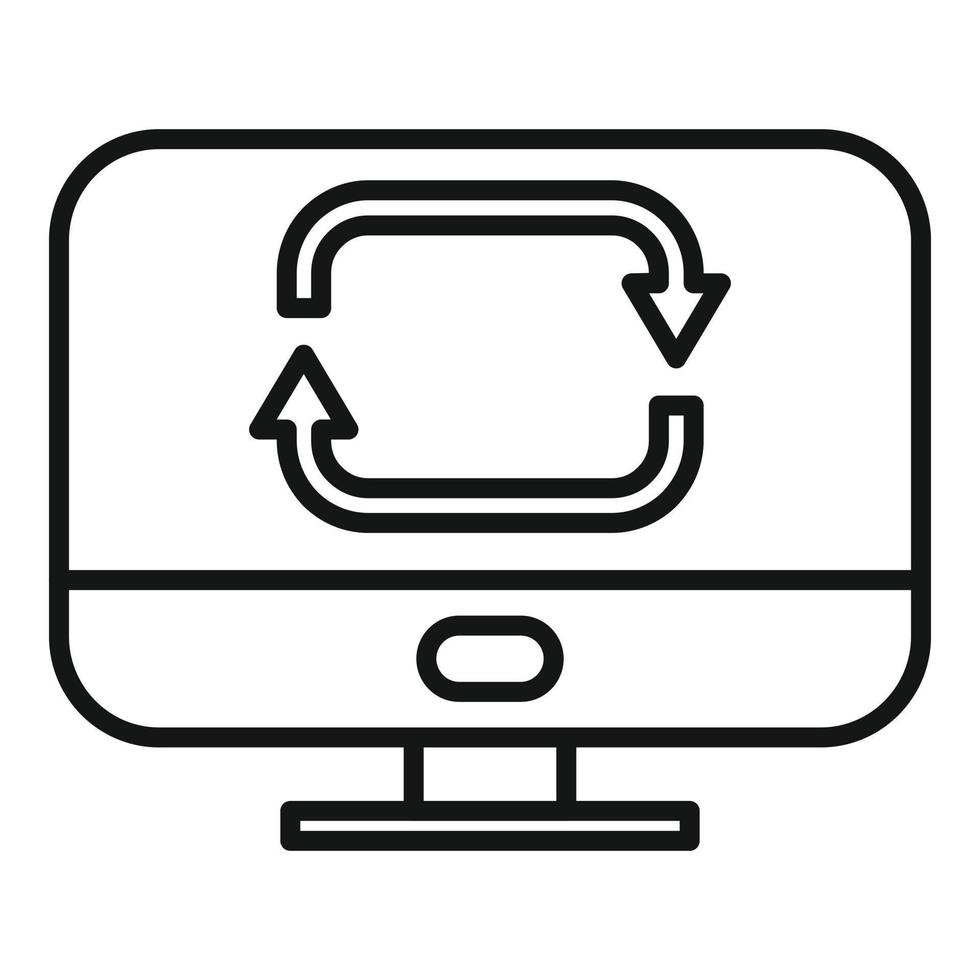 Repost computer icon outline vector. Report chart vector