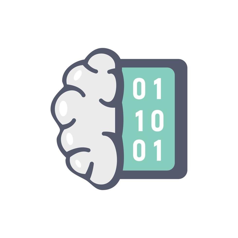 Data analysis brain icon flat isolated vector