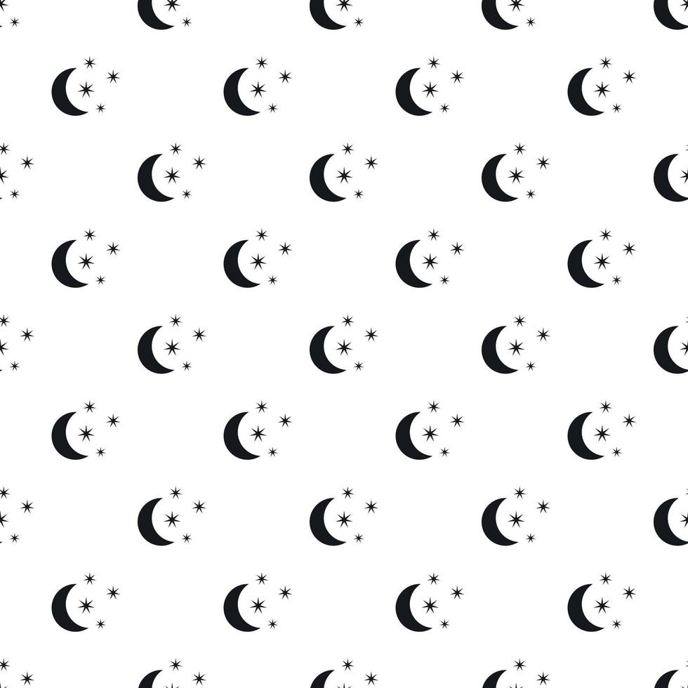 Crescent and star pattern, simple style vector