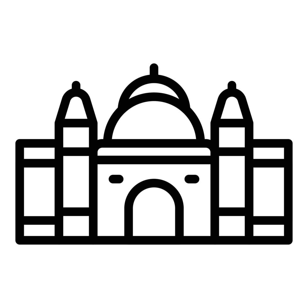 vector de contorno de icono de templo de kolkata. El horizonte de la ciudad