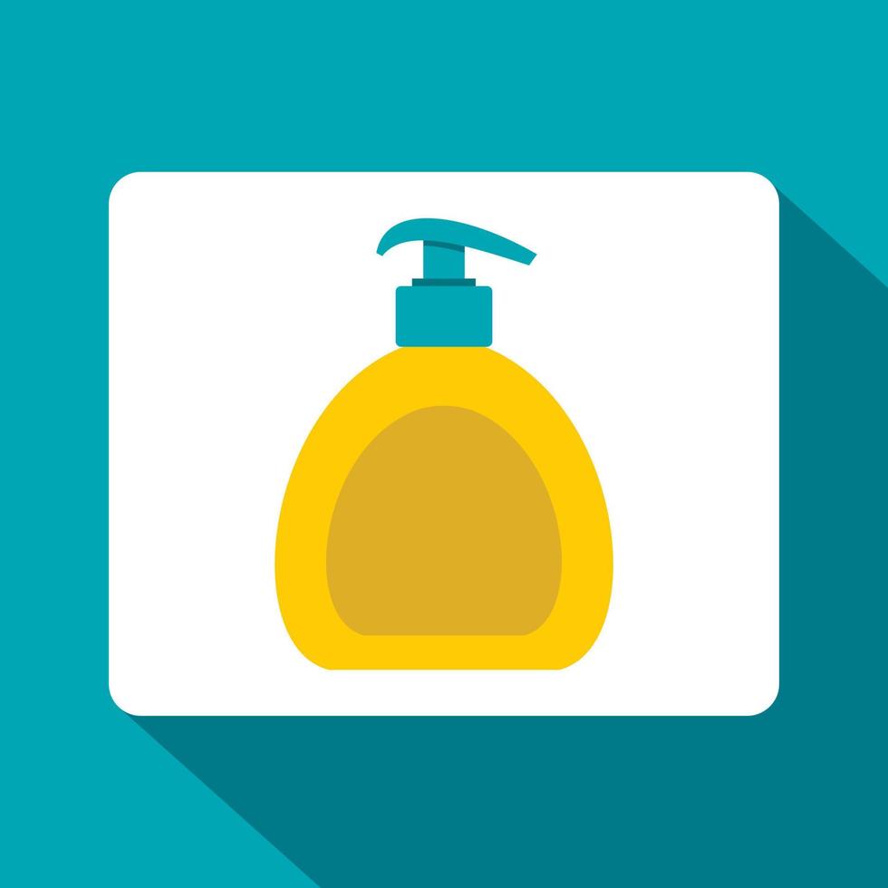 Yellow liquid soap bottle icon, flat style vector