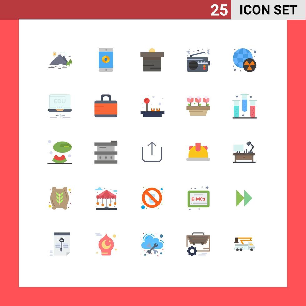 Modern Set of 25 Flat Colors and symbols such as connection device target communication money Editable Vector Design Elements
