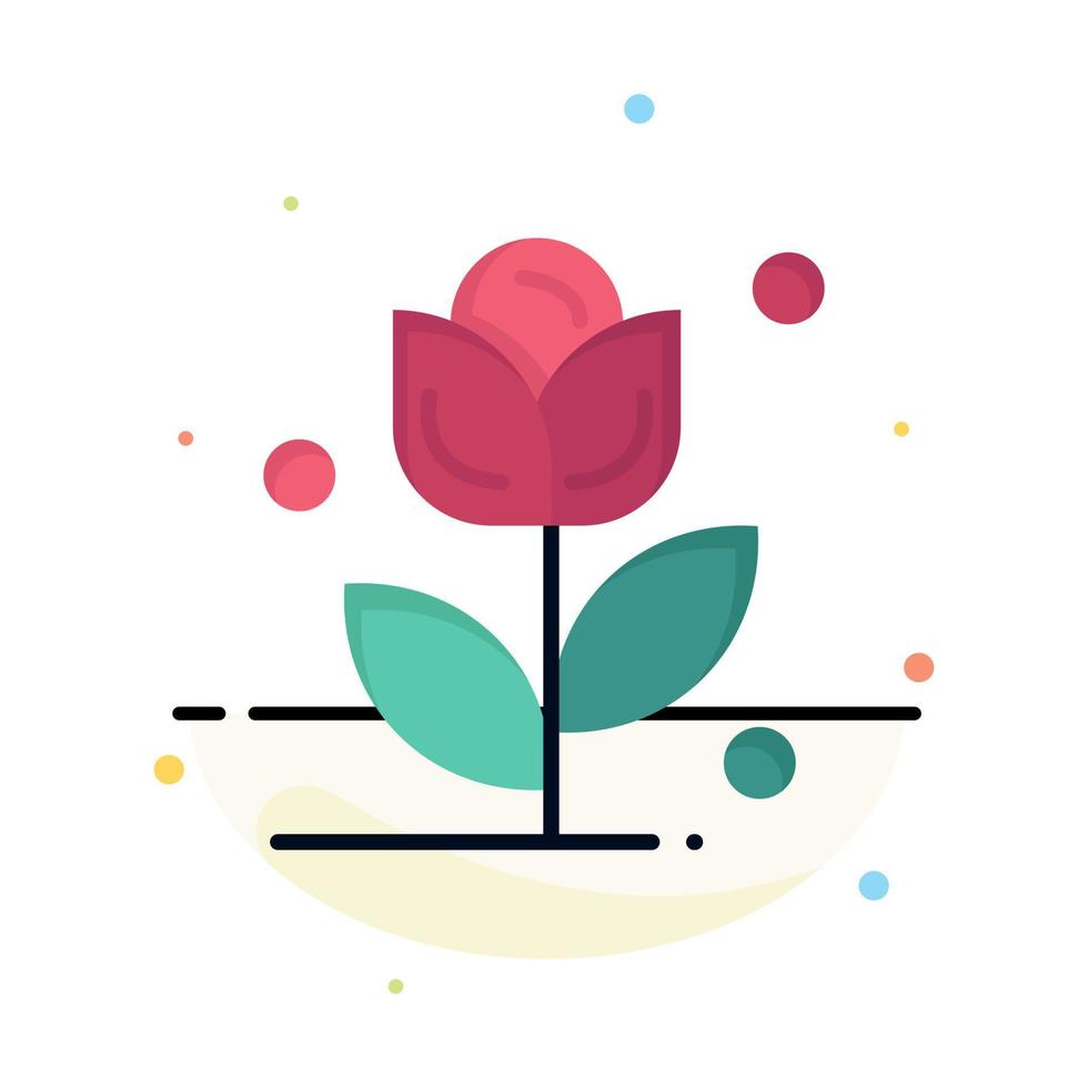 Flower Rose Love Abstract Flat Color Icon Template vector