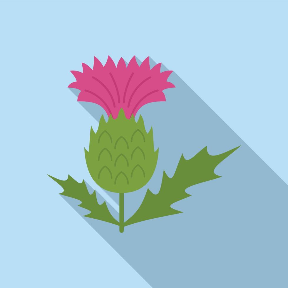 vector plano de icono de cardo de tallo. planta de flores