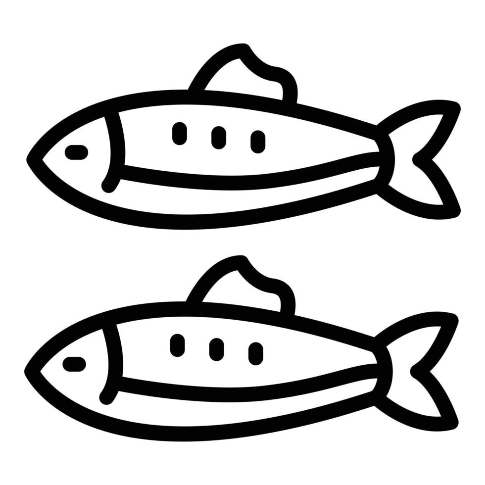 vector de contorno de icono de sardina. arenque de pescado