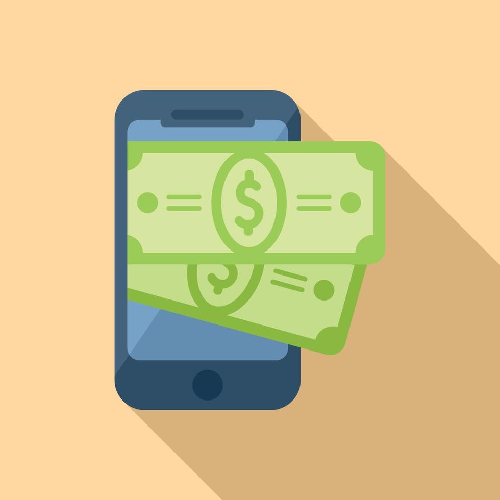 Mobile cash icon flat vector. Media business vector