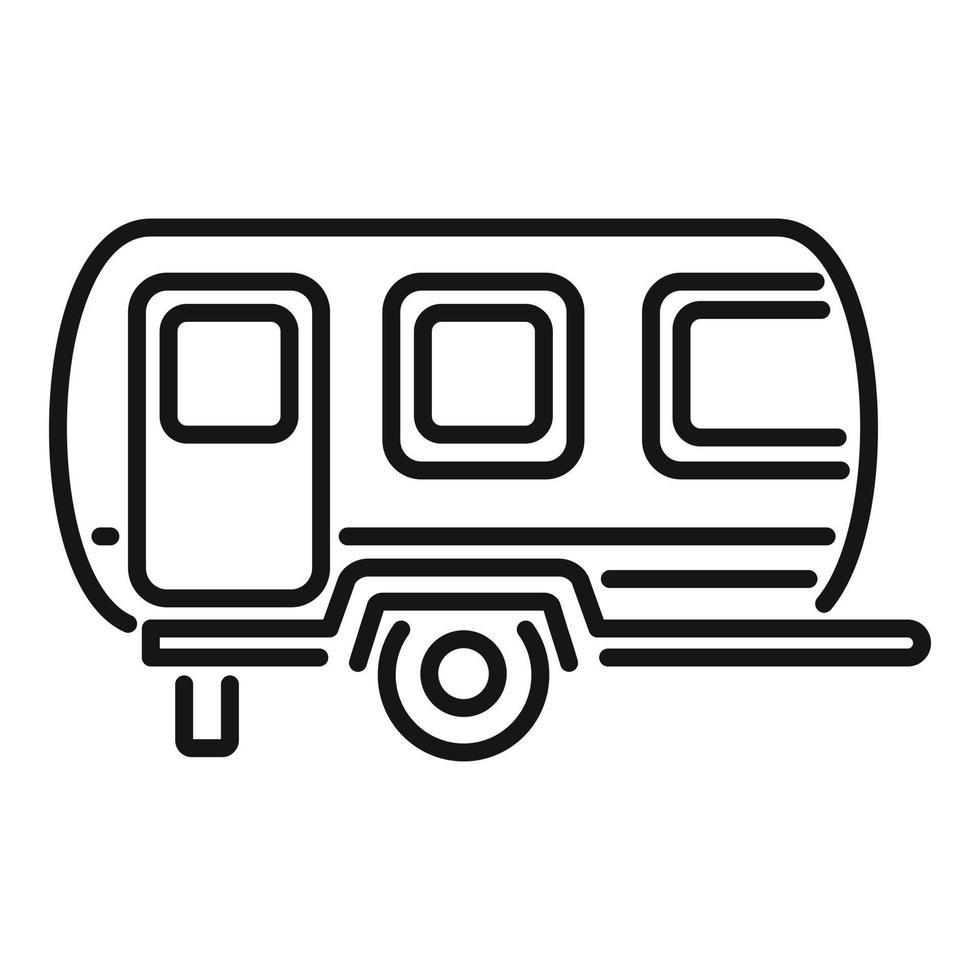 vector de contorno de icono de coche de casa de viaje. autocaravana