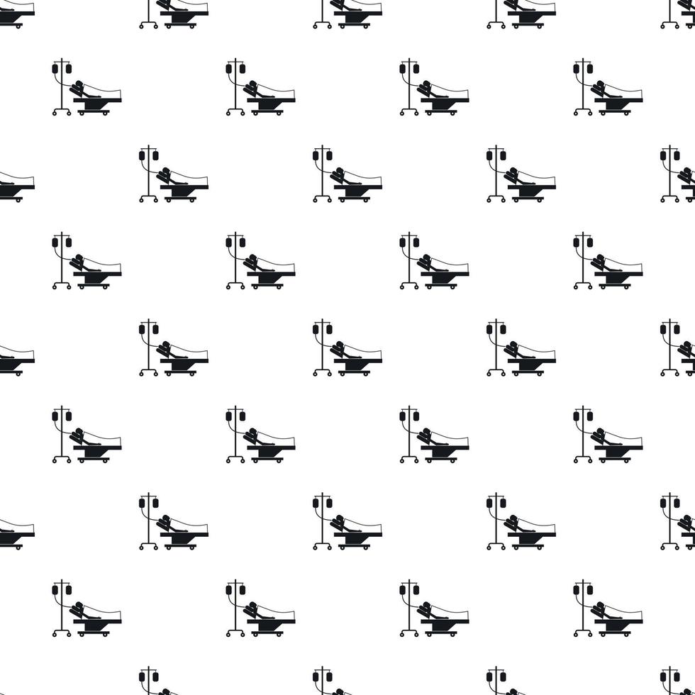 Patient in bed on drip pattern, simple style vector