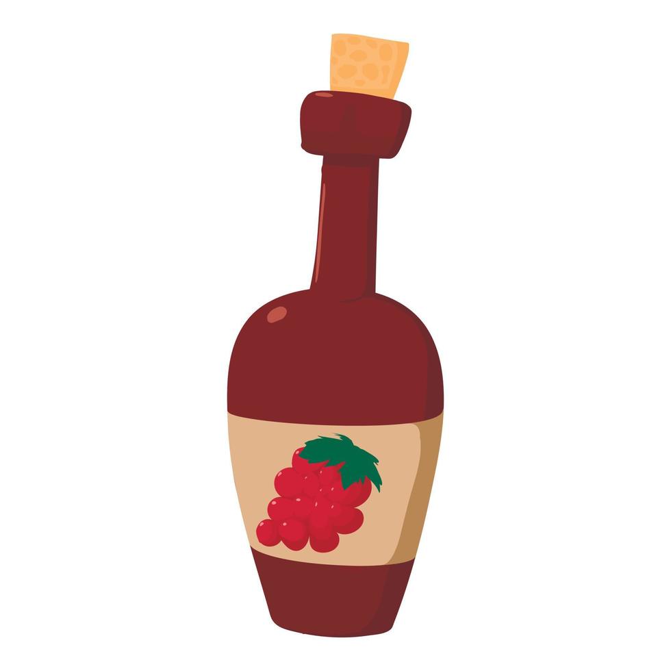 Wine bottle icon, cartoon style vector