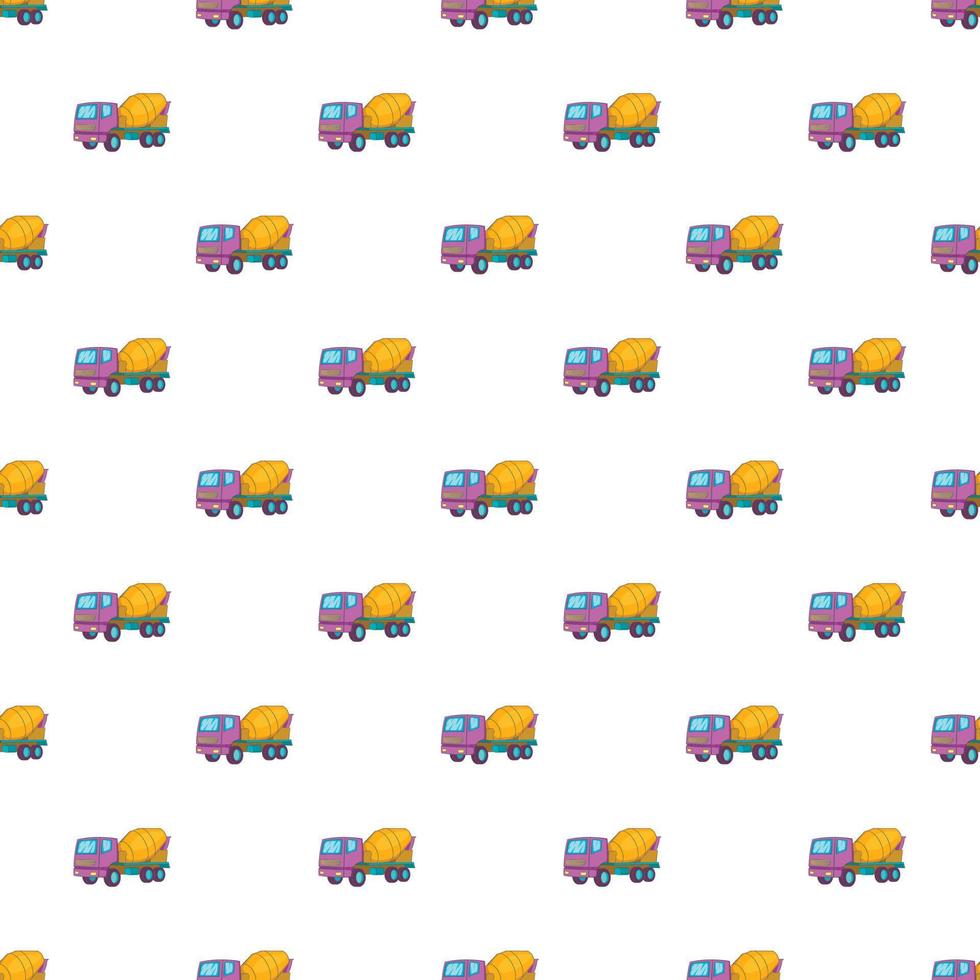 Concrete mixer machine pattern, cartoon style vector