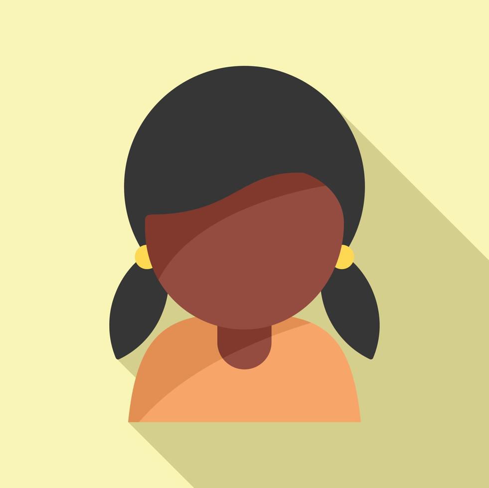 African school girl icon flat vector. Young people vector