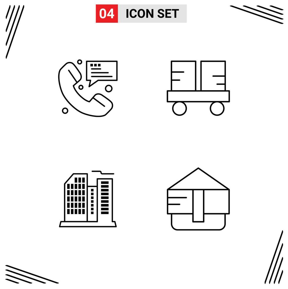 Set of 4 Modern UI Icons Symbols Signs for call lift truck communication fork truck estate Editable Vector Design Elements